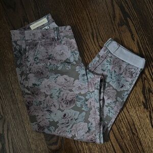 Cuffed, Floral Patterned Women’s Pants by Pilcro